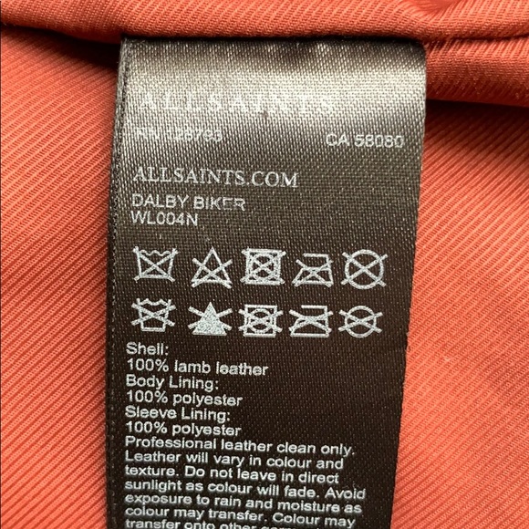 AllSaints Brick Red Dalby Leather Biker Jacket - Picture 5 of 11